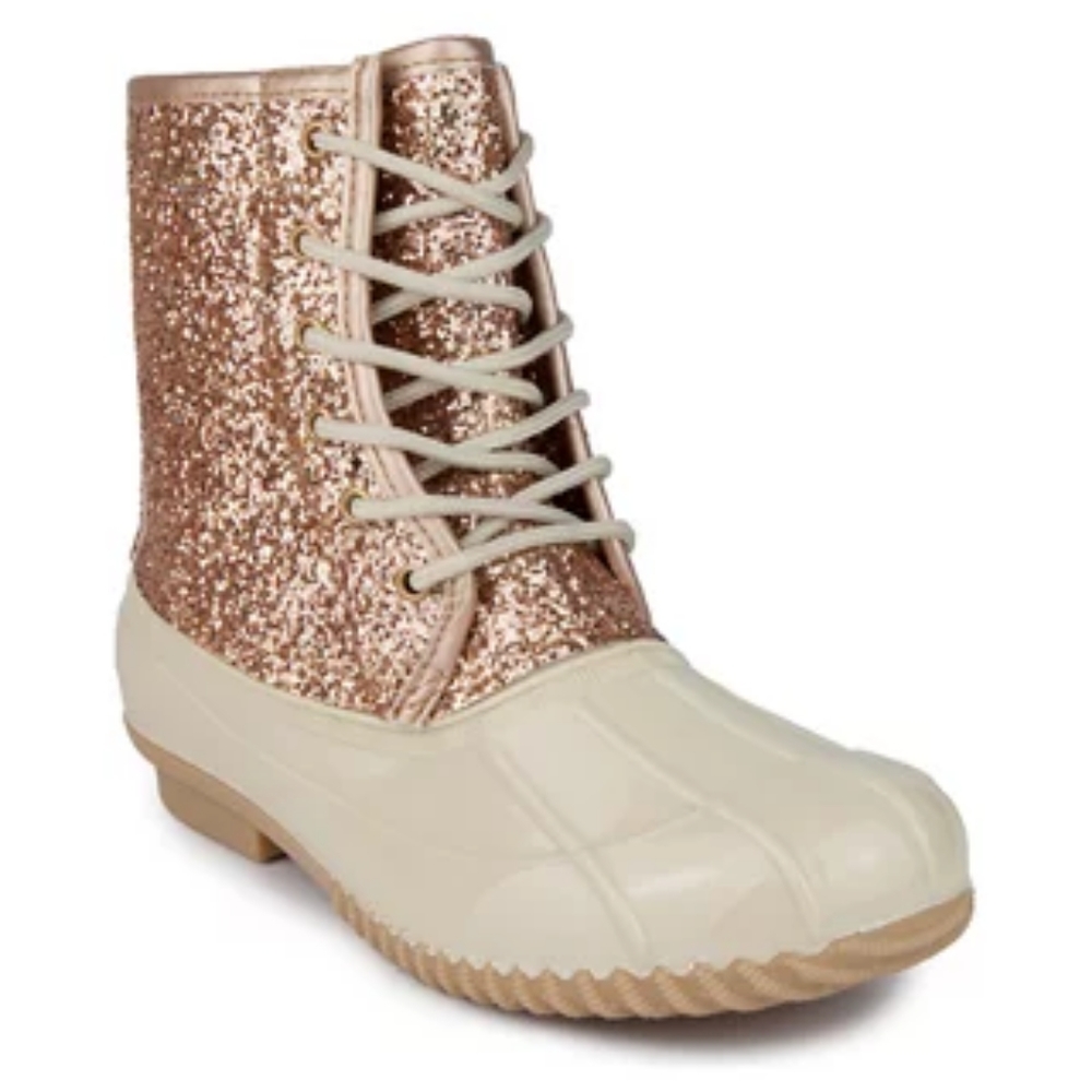 Sugar Shearling Lined Duck Boots Rose Gold sz 7 - Picture 2 of 3